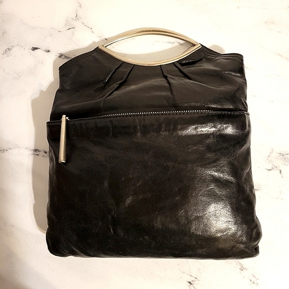 HOBO Int'l Black with Silver Handles Leather Handbag/Tote/Clutch - Picture 2 of 11